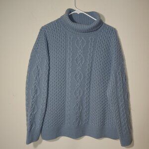 Nordstrom Signature Cashmere Turtleneck Cable Knit Sweater S Baby Blue